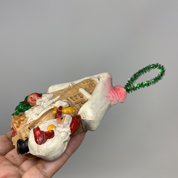 Vintage cottage Santa & elf Christmas tree ornament decoration - Picture 12 of 16